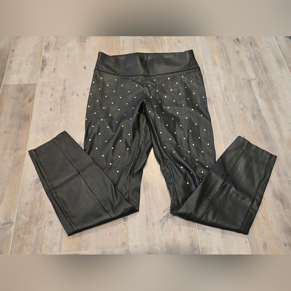 Black Studded Faux Leather Leggings - Picture 5 of 9